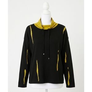 NEW ANGEL APPAREL cowl neck sweater in black/mustard